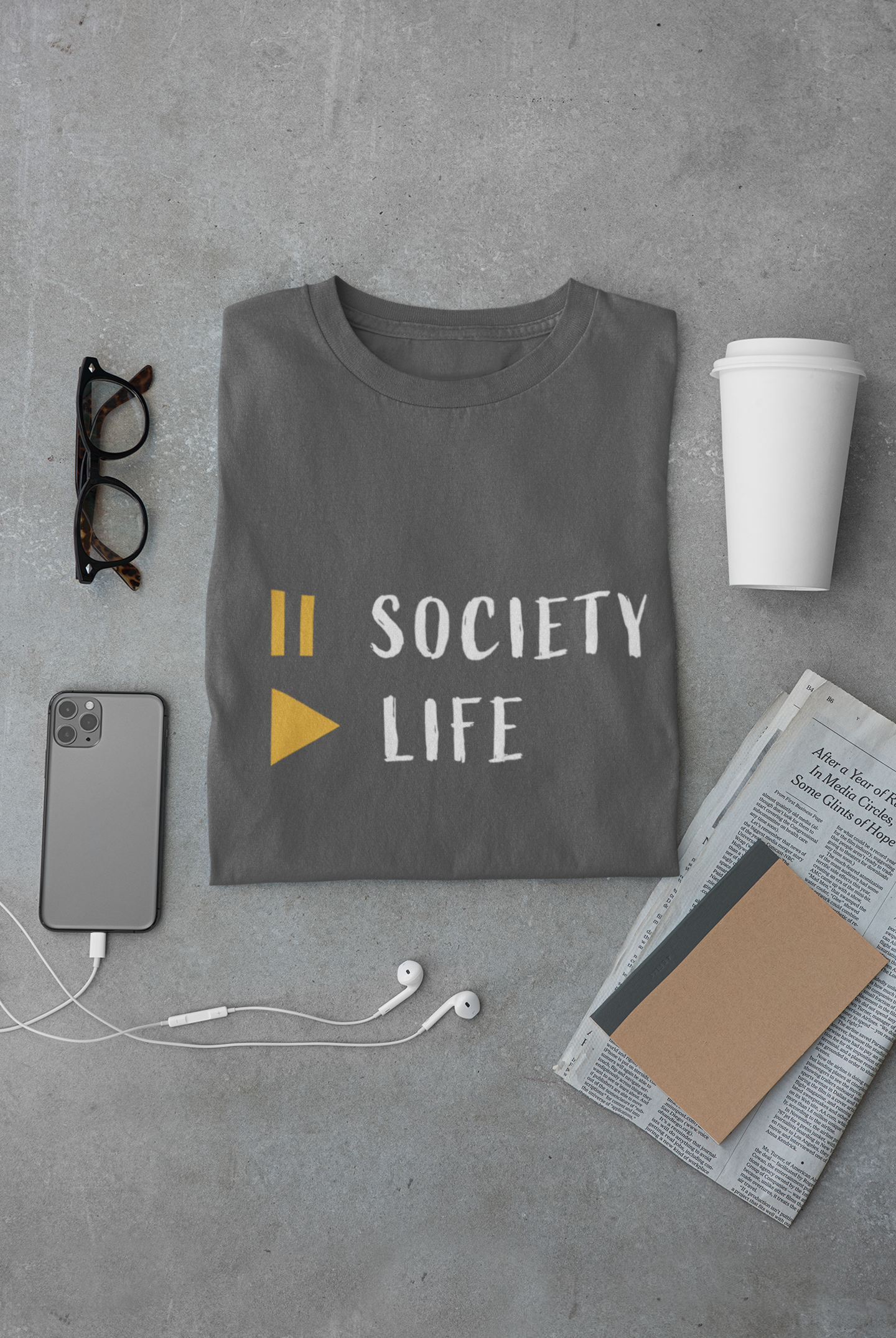 Unisex t shirt with a quote , Pause Society Play Life 
